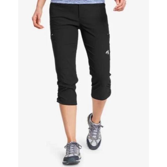 Eddie Bauer First Ascent Guide Pro Hiking Capris Womens 6 Black Cinch Hem - Picture 1 of 16